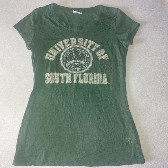 University of South Florida Women's T-Shirt Size Medium Burnout Fabric USF - Picture 1 of 7